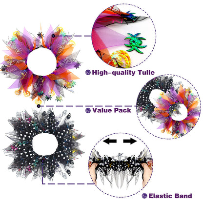 cyeollo 2 Pack Halloween Dog Collar Elastic Fancy Holiday Accessory for Dogs and Cats Pet Costume for Halloween Party
