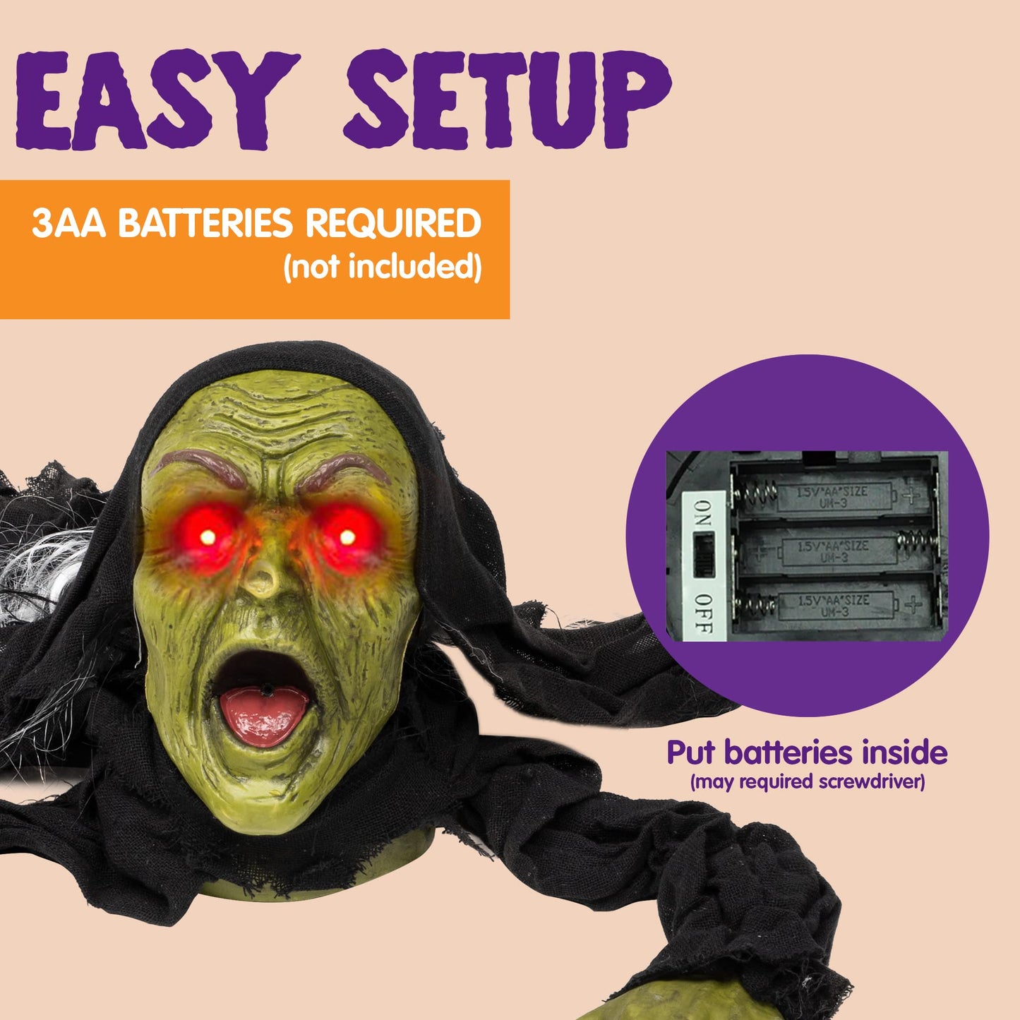 JOYIN Halloween Decoration Outdoor Zombie Groundbreaker, Halloween Outside Zombie Decor with Sound and Flashing Eyes, Scary Groundbreaker for Yard Lawn Graveyard Decorations, Haunted House Prop