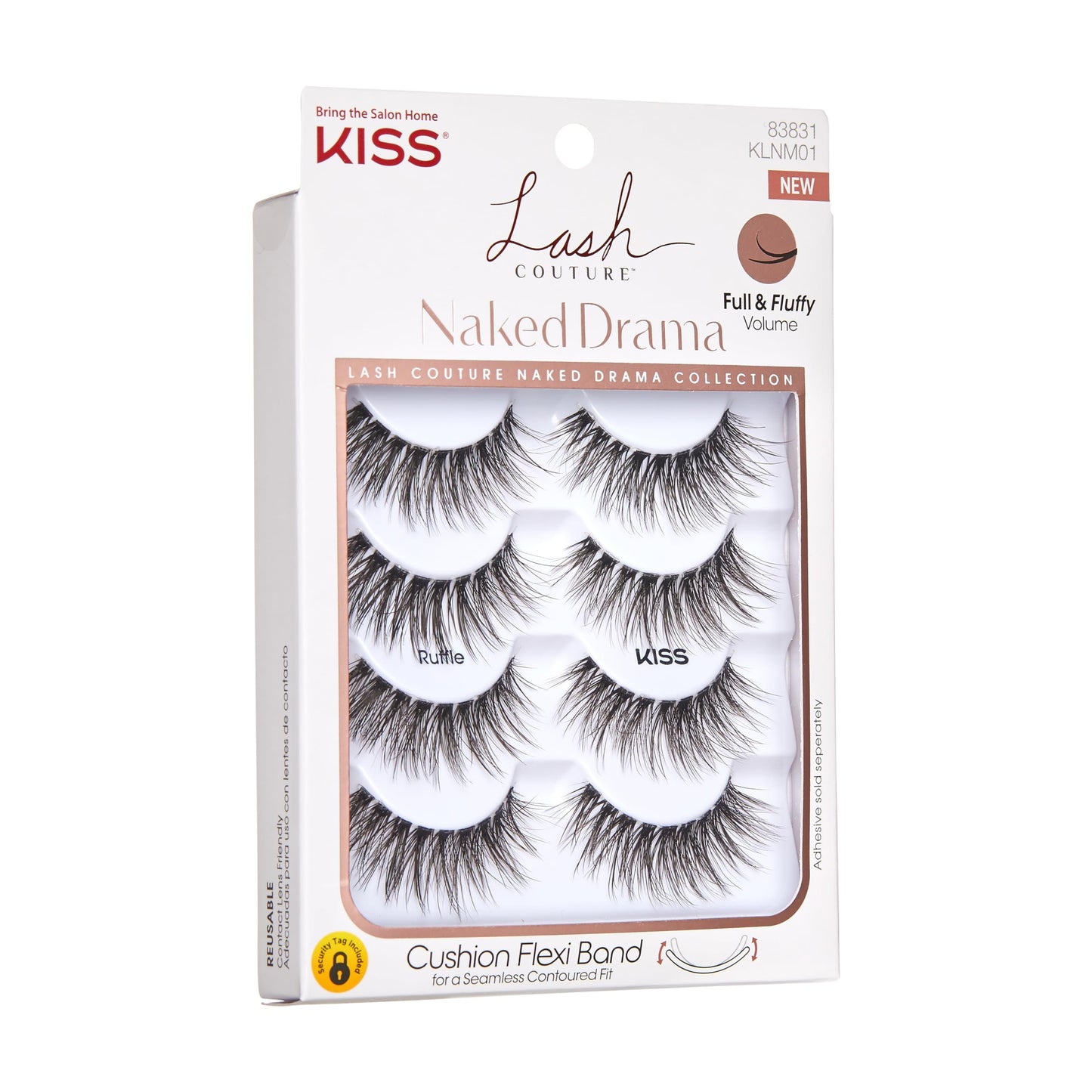 KISS Lash Couture Naked Drama False Eyelashes, 'Cruise', 16 mm, Includes 4 Pairs Of Lashes, Contact Lens Friendly, Easy to Apply, Reusable Strip Lashes
