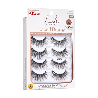 KISS Lash Couture Naked Drama False Eyelashes, 'Cruise', 16 mm, Includes 4 Pairs Of Lashes, Contact Lens Friendly, Easy to Apply, Reusable Strip Lashes