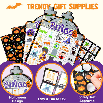 JOYIN 28 Players Halloween Bingo Game Cards for Kids, Halloween Bingo Cards for Classroom School Family Group Activities, Halloween Party Adults Kids Indoor Card Games