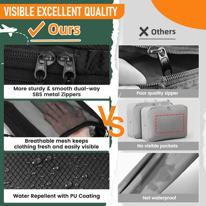 Compression Packing Cubes for Travel, Lightweight 6 Set Bags Cruise Must Haves for Luggage Carry On Suitcase and Clothes Organizer, Durable Vacation Essentials and Accessories Gifts for Women and Men