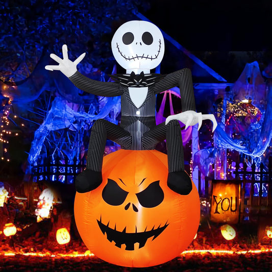 6 Ft Inflatable Halloween Yard Decorations - Outdoor Blow Up Yard Pumpkin Decor - Built-in LED Lights for Outdoor Halloween Lawn Decor