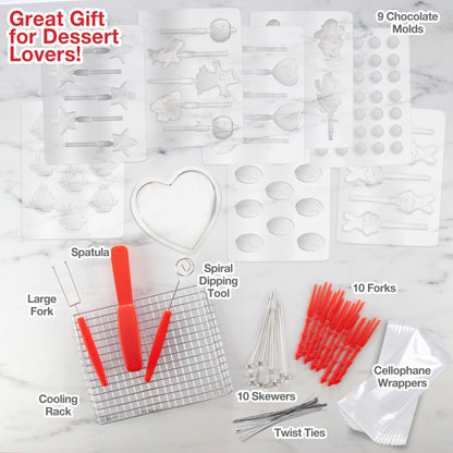 Dual Electric Chocolate Melting Pot Set- Halloween Candy Bar Making or Fondue Fountain Kit w/ 30 Bonus Accessories-Dip, Drizzle & Decorate Strawberries, Marshmallow, Snacks- Party Appetizers Desserts