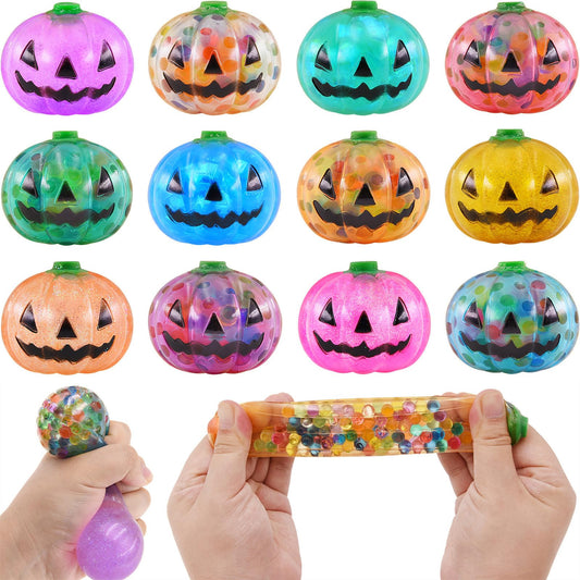 Eavotoy 12 Pack Halloween Pumpkins Stress Balls Fidget Toys Squishy Squeeze Ball Toys for Halloween Party Favors Halloween Treat Bags Gifts