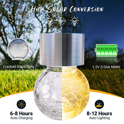 GIGALUMI Solar Lights Outdoor Waterproof ,12 Pack Solar Hanging Lights Garden Decor,Gifts for Women Mom Grandma,Solar Outdoor Lights Lantern Cracked Glass for Yard, Fence, Tree(Warm White)