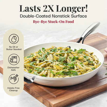 GOTHAM STEEL 14 Inch Frying Pan, Extra Large Frying Pan Skillet for Family Cooking, Non Toxic Ceramic Nonstick Coating PFOA PFOS Free, Ergonomic Stay Cool Handle, Oven and Diswasher Safe