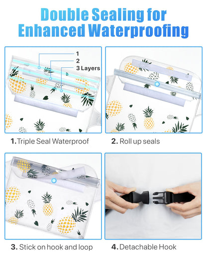 F-color Waterproof Fanny Pack - Waterproof Phone Pouch with Waist Strap - Cruise Essentials 2025 Must Haves Waterproof Pouch Dry Bag Keep Phone Valuables Safe for Beach Kayaking Boating Fishing