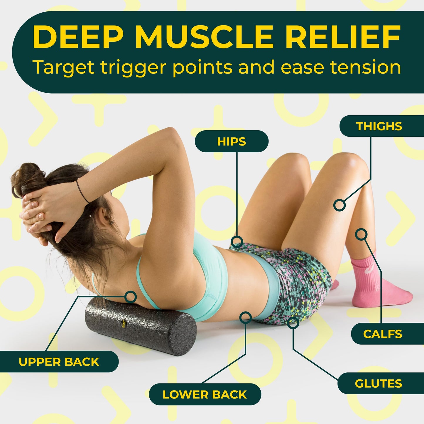 Deep Recovery Hard Foam Roller – Travel Size Back Roller for Back, Legs, and Shoulders – Deep Tissue Massage for Myofascial Release, Exercise & Yoga