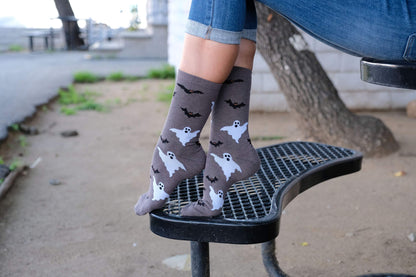 360 Threads Womens Novelty Socks 2 Pair Set Halloween (Jack-o-Lanterns & Ghosts)