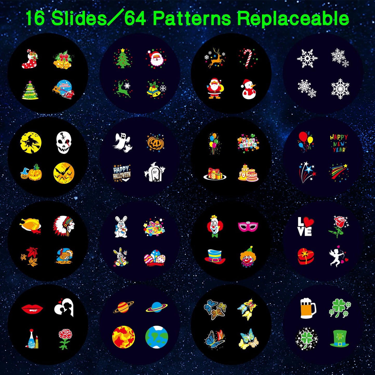 Halloween Decorations,MOSSNDAR 64 HD Patterns Halloween Christmas Projector Light Outdoor,Holiday Projector Light with RF Remote,Waterproof Landscape Lamp Projector for Garden Party,Xmas New Year Gift