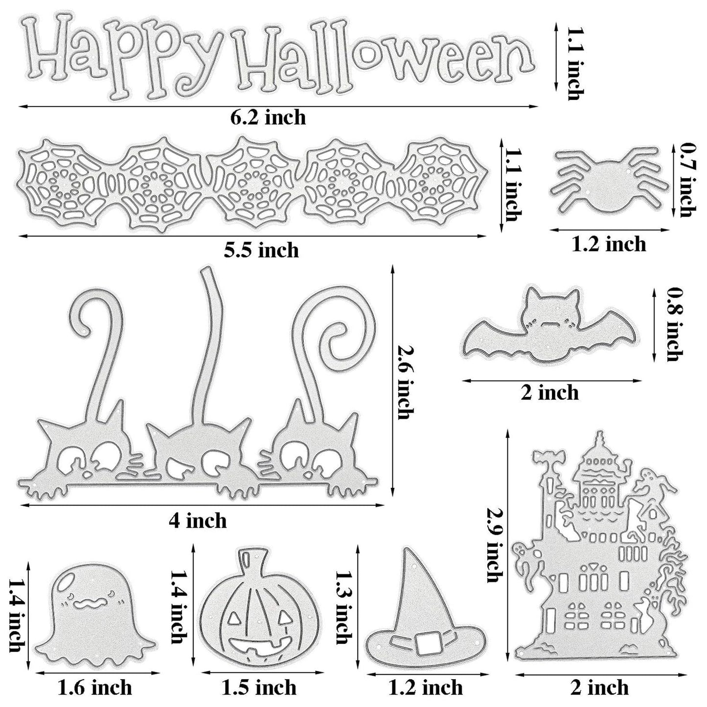 9 Pieces Halloween Cutting Dies Set Pumpkin Skull House Shape Template Metal Cutting Stencils for Halloween Scrapbook Card Making DIY Crafts Favors