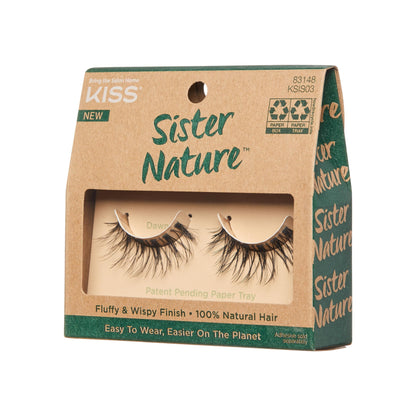 KISS Sister Nature False Eyelashes, 'Dawn', 12 mm, 100% Natural Hair, Recyclable Paper Box, Printed with Soy Ink, Cruelty Free, Vegan, Includes 1 Pair of Reusable Strip Lashes
