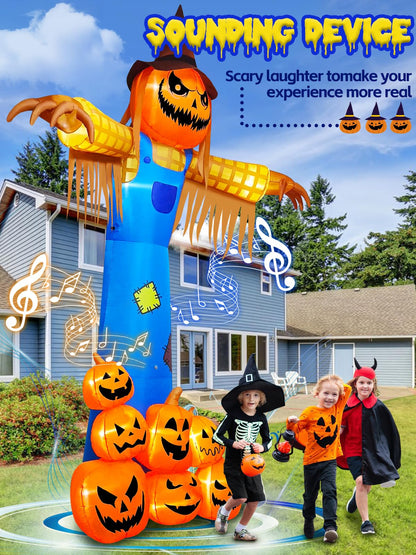 12.5FT Giant Pumpkin Head Halloween Inflatable with Built-in LED Lights and Sound Blow Up Halloween Yard Decorations Lawn Party Indoor Outdoor