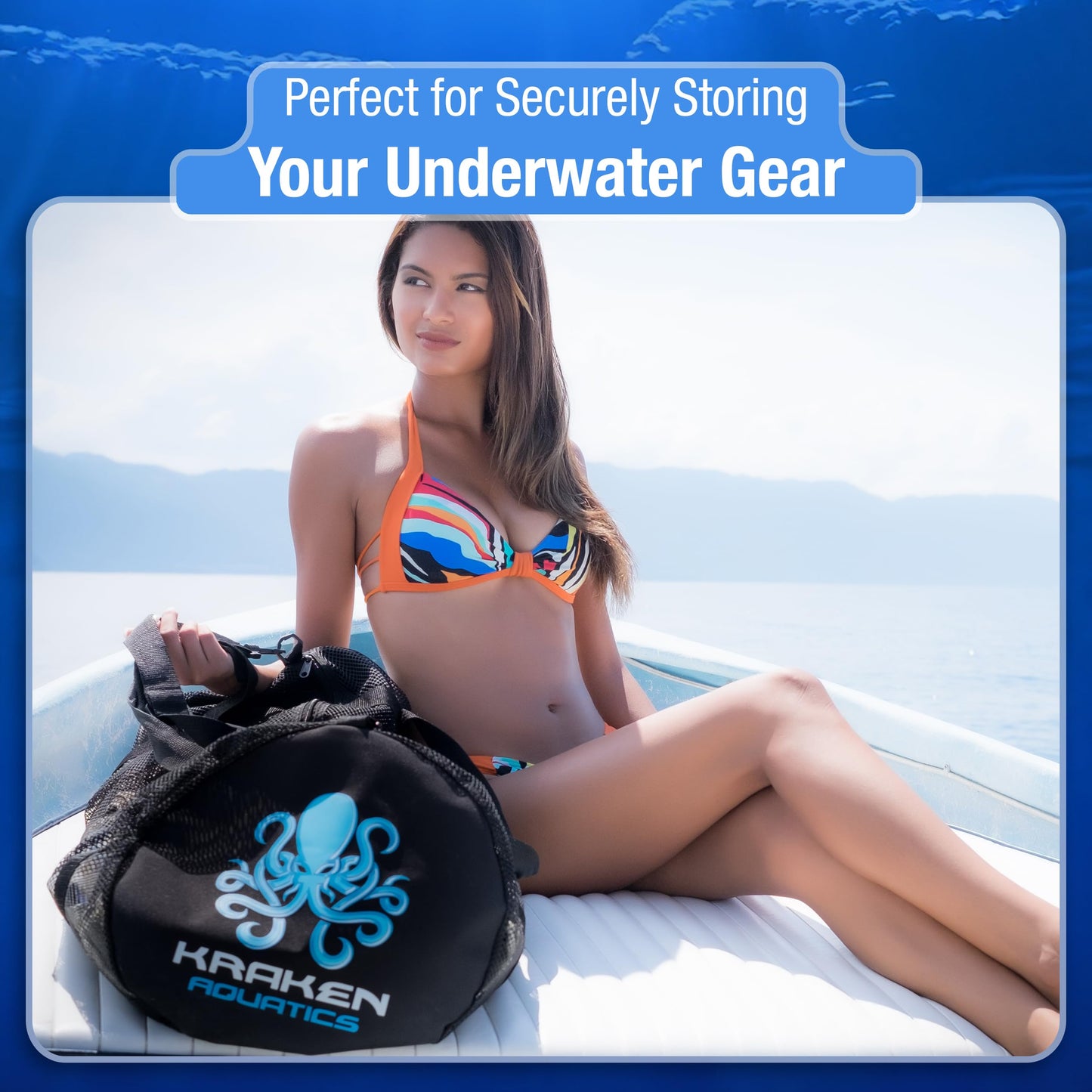 Kraken Aquatics Mesh Duffle Bag with Shoulder Strap | Large Dive Bag for Scuba Diving Gear, Snorkeling, Freediving, Spearfishing, Swimming & Beach | Heavy-Duty Mesh Duffel Bag for Quick Drying | XL