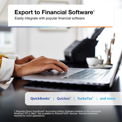 Epson RapidReceipt RR-70W Wireless Mobile Color Receipt & Document Scanner with ScanSmart AI PRO Receipt Management & PDF Software for PC & Mac