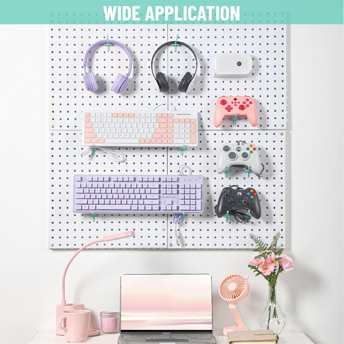 HUHOLE Pegboard Hooks 6 Inch 50PC, Blue Peg Board Hooks, Fit 1/4" or 1/8" Pegboard, Ideal Peg Board Organizer Accessories for Garage Tool Organization, Wall Storage (Blue, 6 Inch)