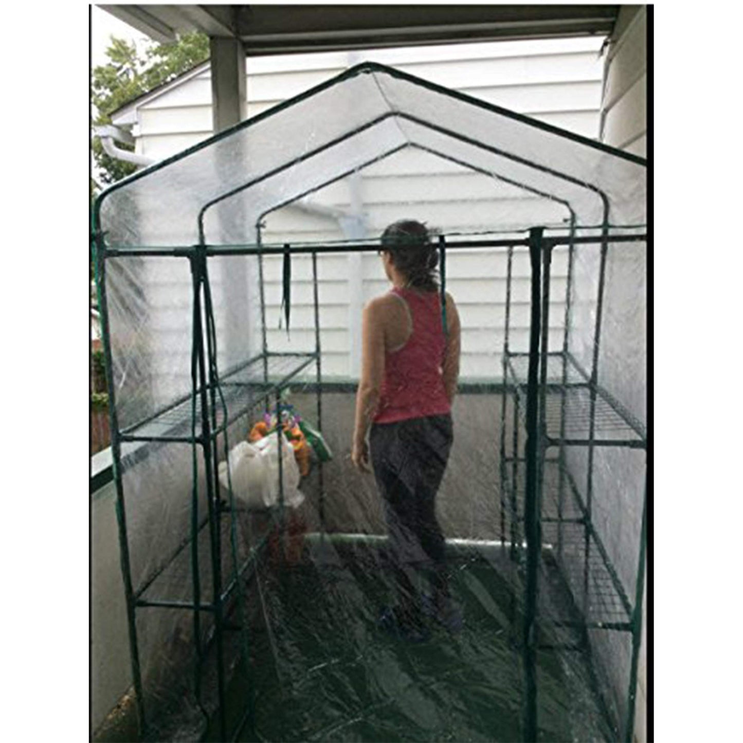 Home-Complete 514537FXW Walk-in Greenhouse-Indoor Outdoor with 8 Sturdy Shelves-Grow Plants, Seedlings, Herbs, or Flowers in Any Season-Gardening Rack, Green