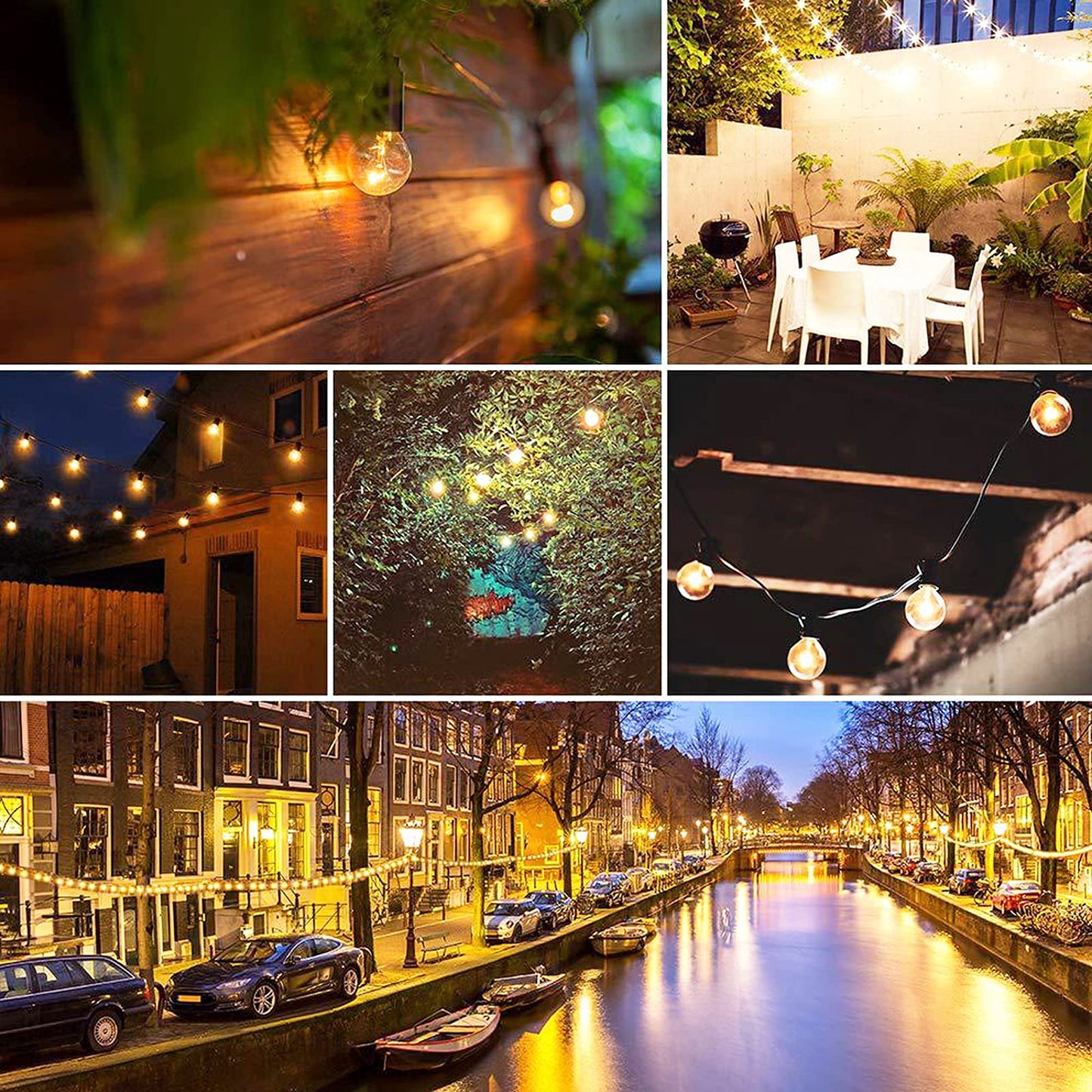 Abeja Outdoor String Light 100 Ft G40 Patio Lights with 105 Edison Glass Bulbs E12 Socket Base (5 Spare) Globe Clear Hanging Lights for Backyard Balcony Deck Party Decor, Not Connectable, Black