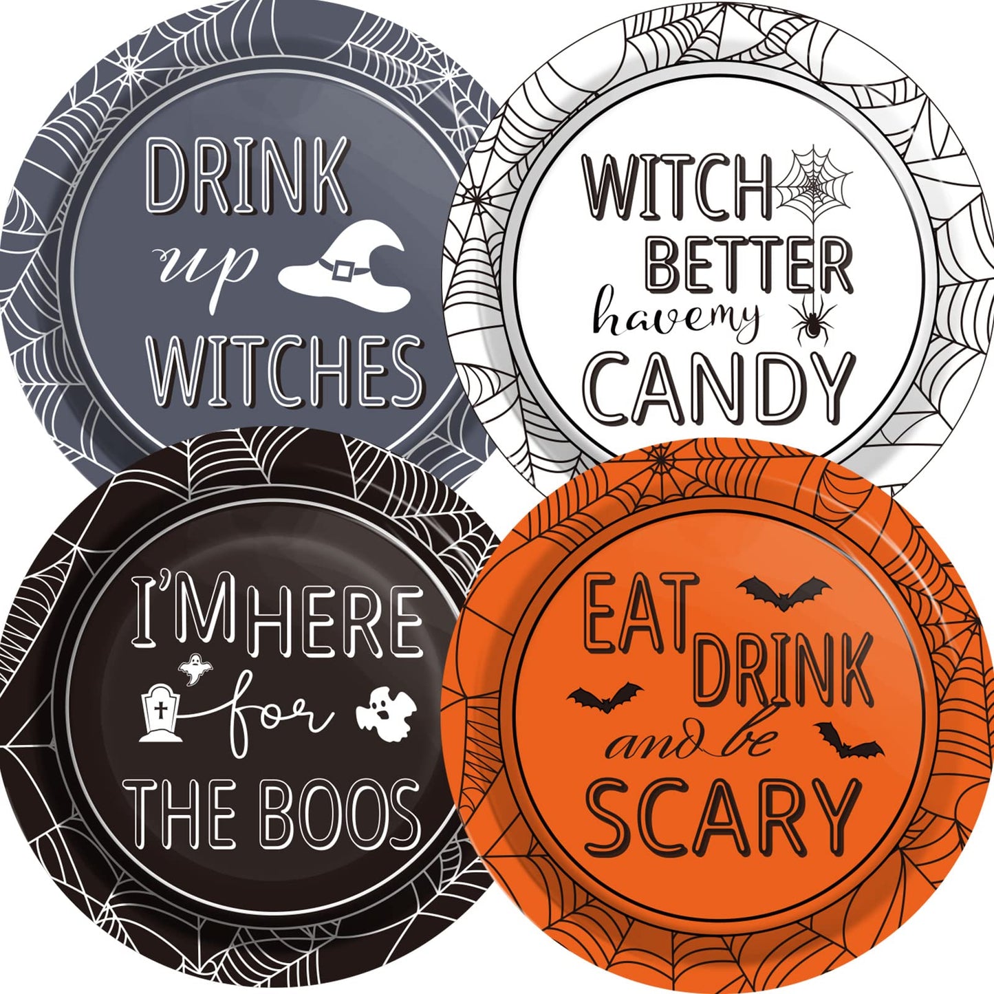 Halloween Party Paper Plates Supplies 7" Disposable Witch Party Dessert Plates Tableware Set Decorations for Birthday Funny Halloween Spooky Party Get-Together
