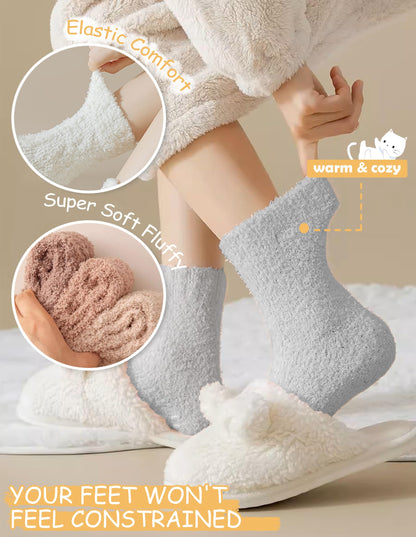 Josnown Fuzzy Socks for Women Cozy Soft Fluffy Slipper Warm Winter Plush Sleep Socks Christmas Gifts for Women, Size 5-10