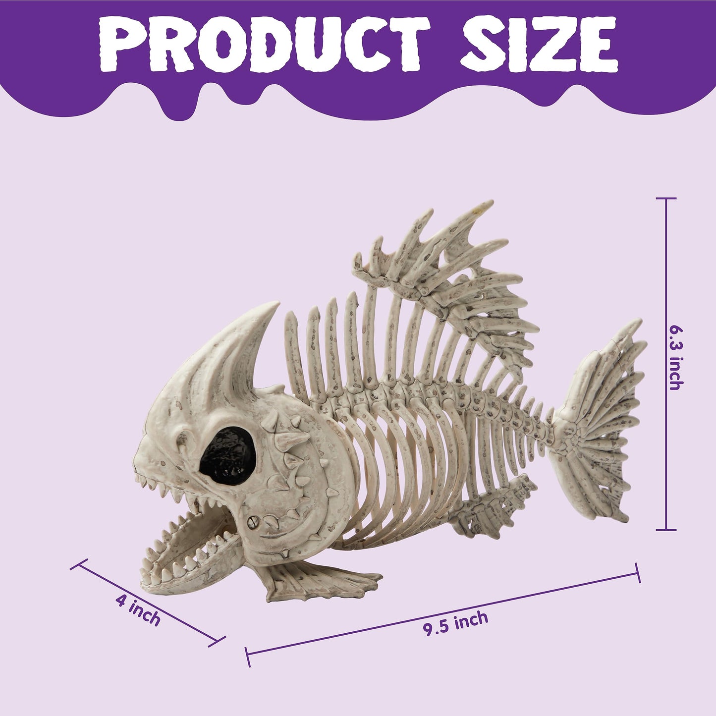 JOYIN 2 PCS 9.5 Halloween Posable Fish Skeleton Decor, Animal Plastic Bones with Posable Joints for Indoor Outdoor Halloween Decorations Party Props, Yard Patio Lawn Garden Props Decor