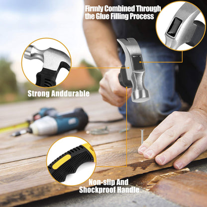 KURUI 700PCs Small Nails for Hanging Pictures & 8oz Small Hammer, Mini Hammer for Hanging Wall Decor, 280 Roofing/Wall Nails & 280 Finishing Nail, Picture Hangers Assortment Kit