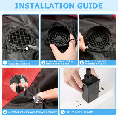 Envanptaz 2-Pack Inflatable Fan Blower Replacement, 12V 1.2A Air Blower for Inflatables with 3 LED Light Strings for Thanksgiving Christmas Halloween Yard Party Holiday Inflatable Decorations