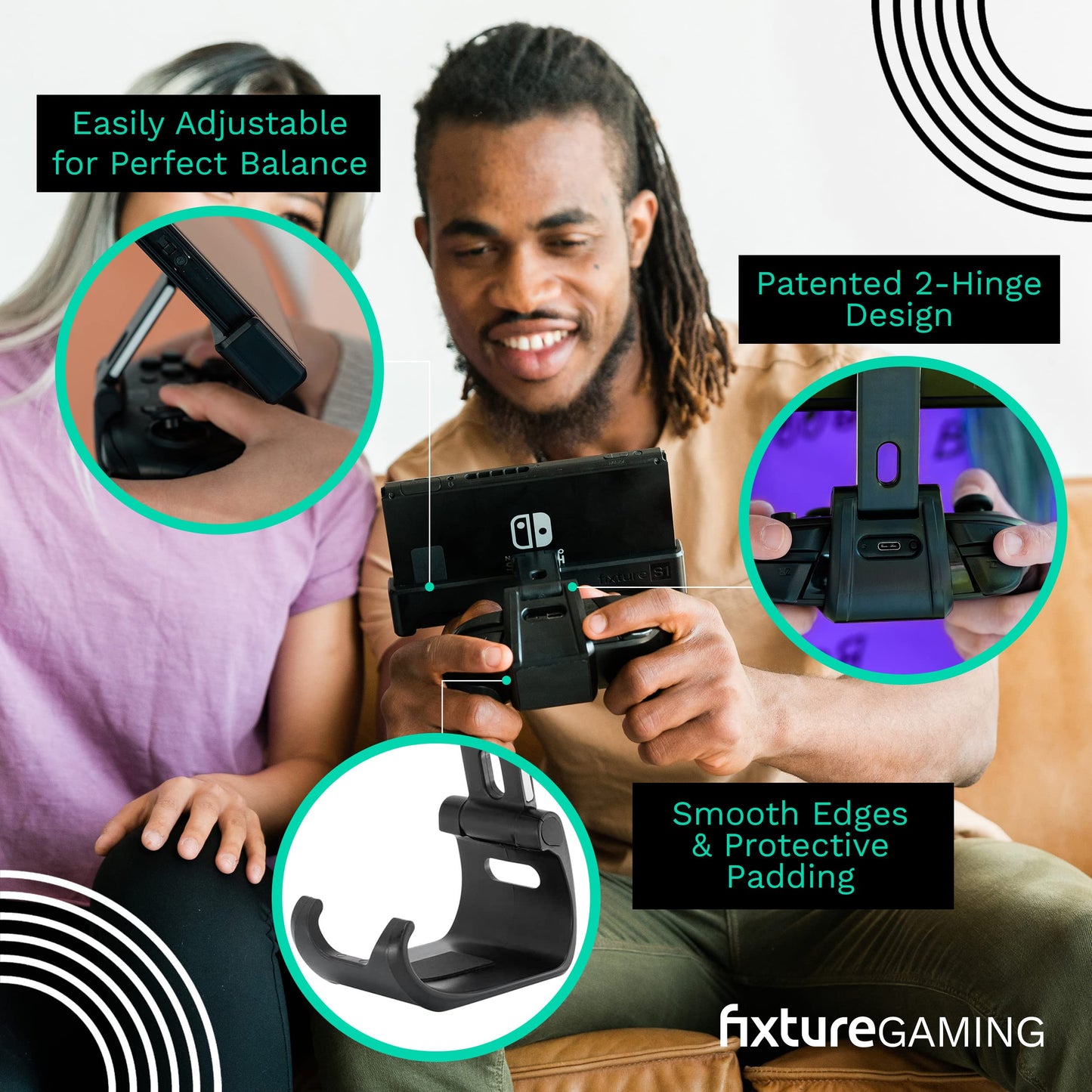 Fixture S1 Gaming Console Monitor and Controller Mount Compatible with Nintendo Switch and Pro Controller, Adjustable Video Game Holder Stand Clip, Gray