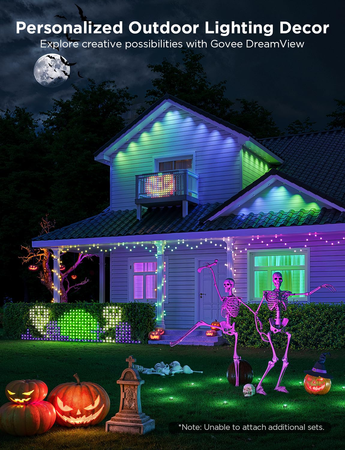 Govee Outdoor Net Lights, 2.8 × 9.4ft with RGBIC and DIY Functions, 480 LEDs Smart Net Lights with 64 Modes for Bush Patio Decor, IP65 Waterproof, Compatible with Alexa & Google Assistant, Green Wire