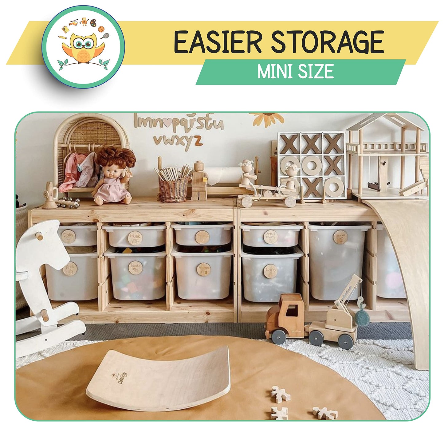 DaWikity Kids Balance Board - Wooden Wobble Board for Kids - Compact Balancing Trainer - Poplar Core - Eco-Coating - Sensory Motor Development - Core Strengthening - 17x12x3", Up to 480 lbs Capacity