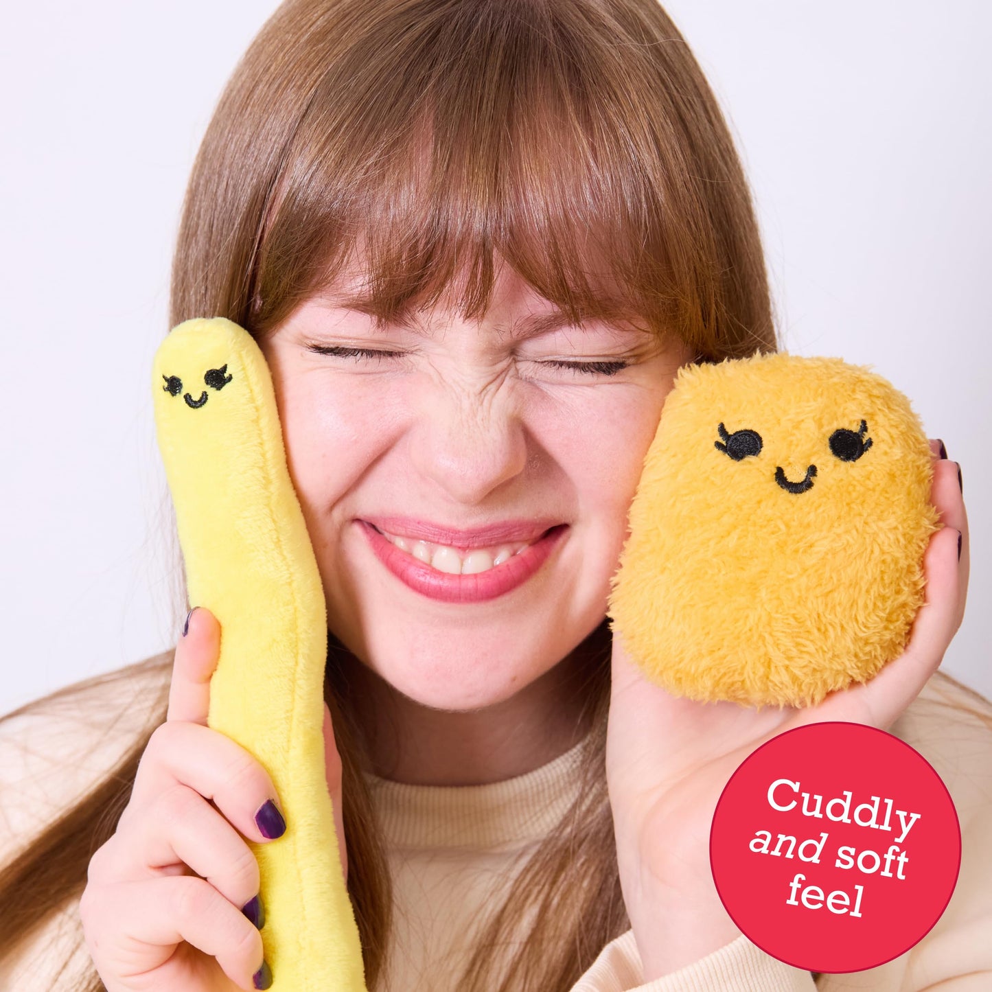 Emotional Support Chicken Nuggets by Relatable, Cuddly Stuffed Animals and Toys, Squishy Toys and Plushies, Great Gift Ideas for Loved Ones of All Ages, Includes 5 Plushies with Carrying Basket
