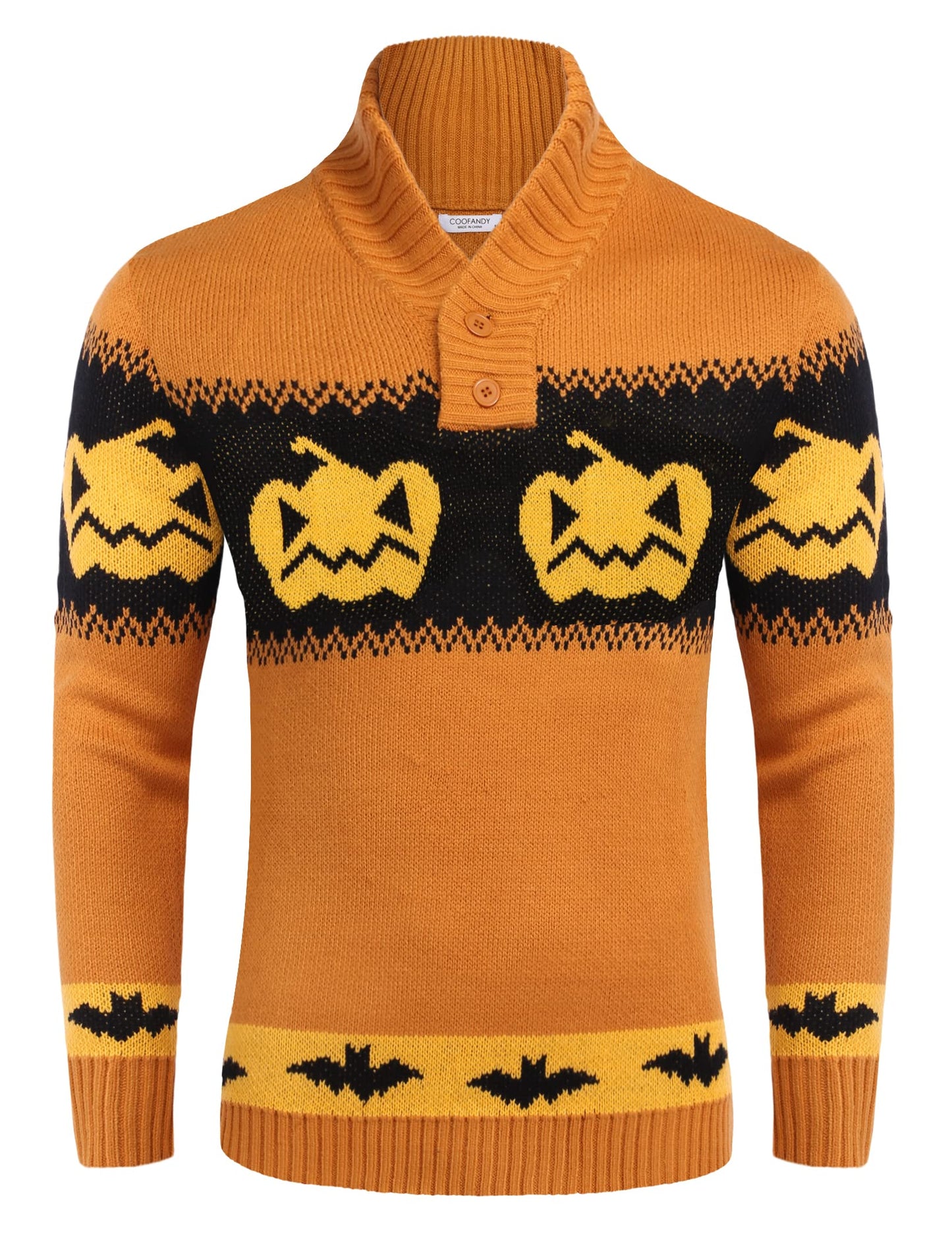COOFANDY Mens Halloween Sweater Pumpkin Knitted Pullover Funny Winter Sweaters (Pumpkin XL)