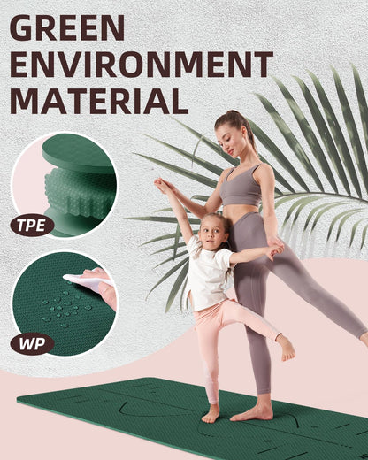 YOTTOY Yoga Mat, 72"x 32"x1/3" Extra Wide Non-Slip Exercise Fitness Yoga Mats,Eco-Friendly TPE Exercise Mats for Women Men Home Workout with Strap Bag (Modern, 72x32x1/3)