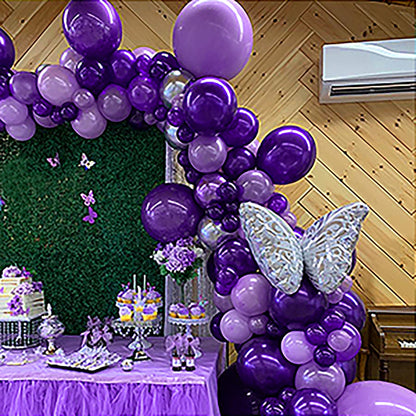 FOTIOMRG Dark Purple Balloons 12 inch, 50 Pack Deep Purple Latex Party Balloons Helium Quality for Birthday Butterfly Halloween Party Decorations (with Purple Ribbon)