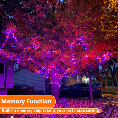 Joomer Orange Purple Halloween Lights, 100FT 300 LED String Lights with 8 Modes Timer Waterproof Plug in Indoor Outdoor String Light Connectable for Halloween Decorations