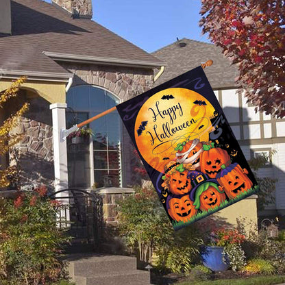 Dtzzou Happy Halloween Pumpkin House Flag 28" x 40" Outdoor & Indoor Decorative Double Sided Flag for Halloween Decoration