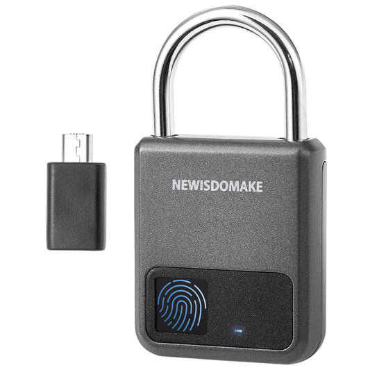 Fingerprint Padlock, Smart Padlock with USB Charging Support, Fingerprint Lock, Biometric Lock Suitable for Luggage, Bookcase, Suitcase, Backpack, Bike, School Locker, Gym Locker Lock(Gray)