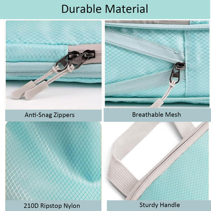 Compression Packing Cubes for Travel, 4pcs Travel Packing Cubes Organisers for Travel Accessories compression bags Packing Organisers Expandable Storage forl Luggage Suitcases-Skyblue
