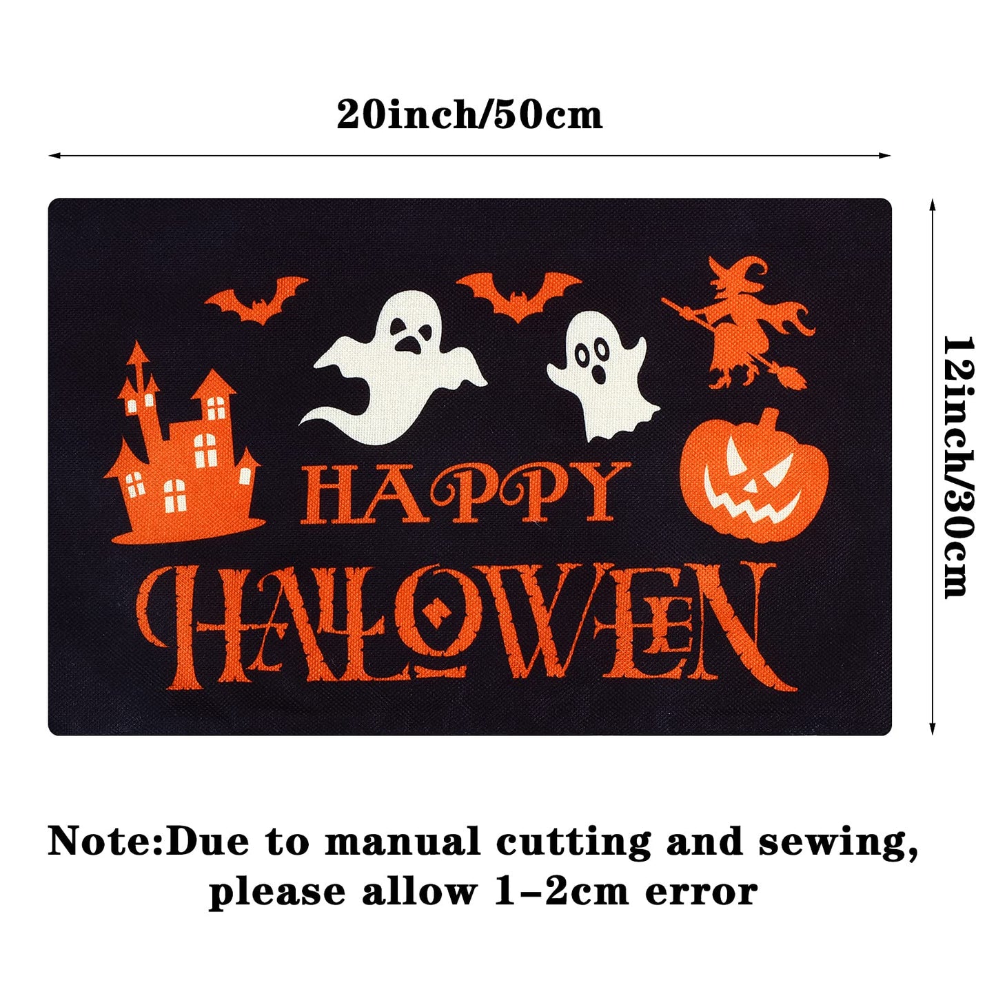 2 Pieces Happy Halloween Pillow Covers 12 x 20 Inch Ghost Jack-o'-Lantern Bat Cushion Cover Rectangular Halloween Throw Pillow Case Decoration for Bed Sofa Home