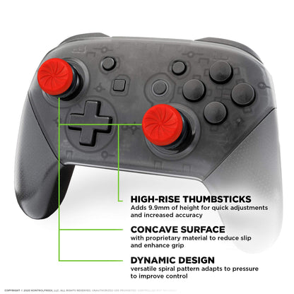 KontrolFreek FPS Freek Inferno for Nintendo Switch Pro Controller | Performance Thumbsticks | 2 High-Rise Concave | Red
