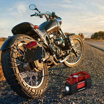 GSPSCN Portable Digital Car Tire Inflator with Gauge 150Psi Auto Shut-Off, Heavy Duty Double Cylinders 12V Air Compressor Pump with LED Light for Auto,Truck,Car,Bicycles,RV,SUV,Balls etc. (RED)