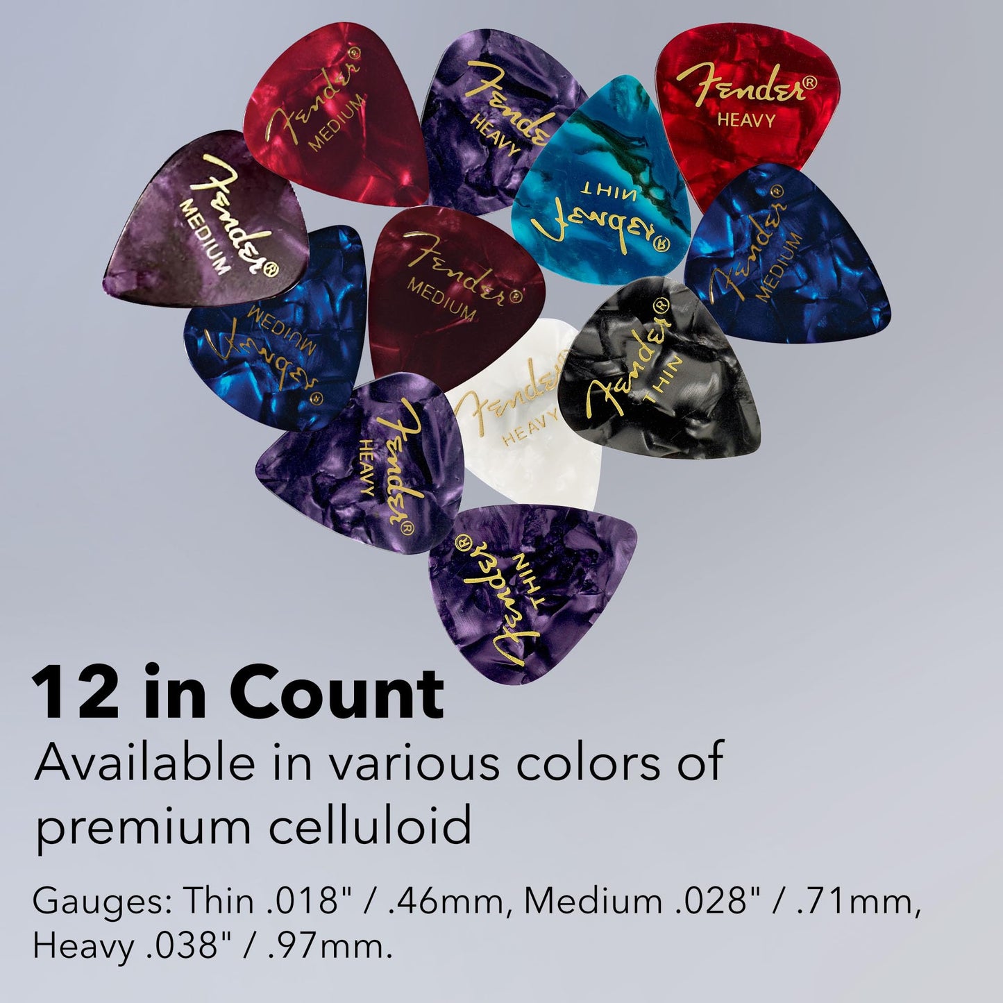 Fender Premium Picks Sampler - 12 Pack Includes Thin, Medium & Heavy Gauges (Austin Bazaar Exclusive)