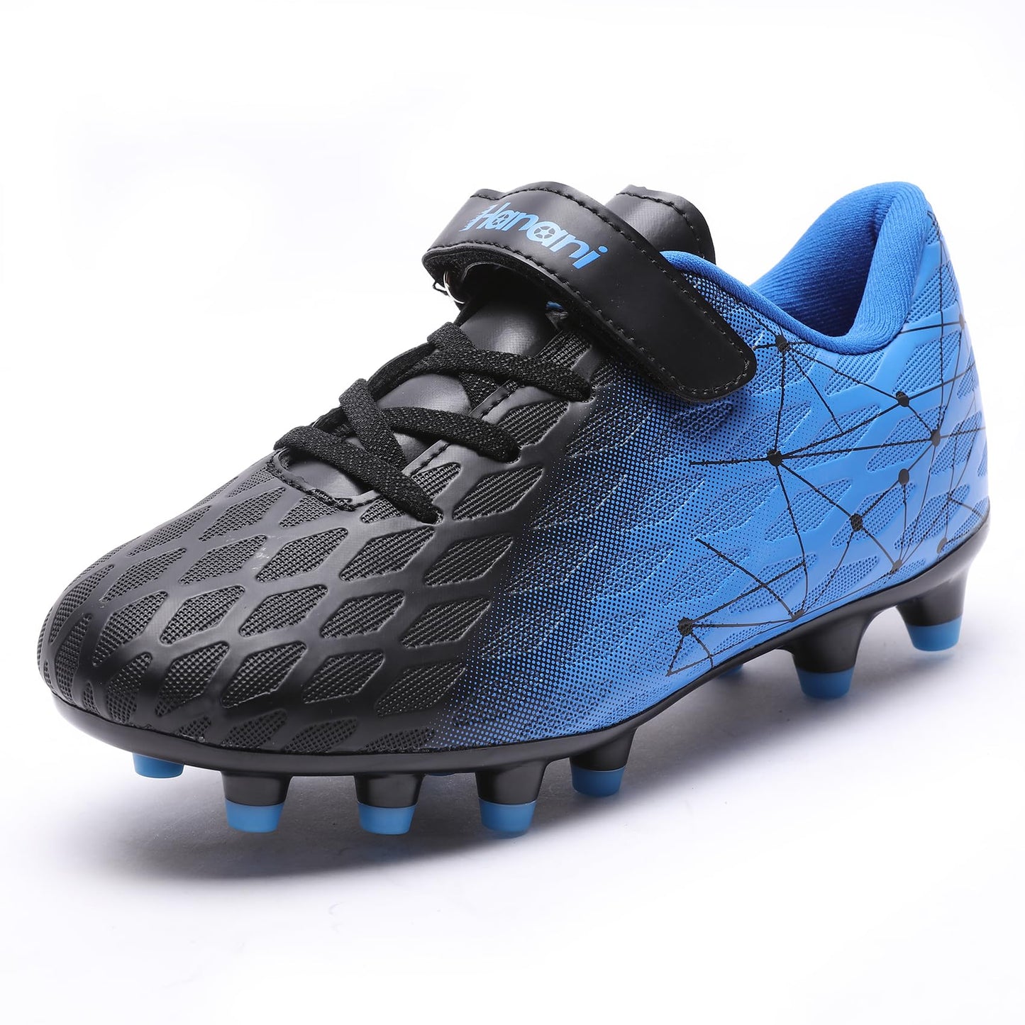 Hanani Boys Girls Turf Soccer Shoes Kids Baseball Cleats Athletic Outdoor Indoor Sports Shoe Youth School Performance Futsal Sneaker Black Blue