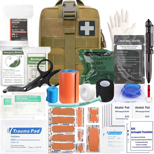 Ifak Trauma Kit, 74 Piece Upgrade Tactical First Aid Supplies, Molle Ifak Pouch Rip Away Refill Supplies for Survival Camping Hiking Travel