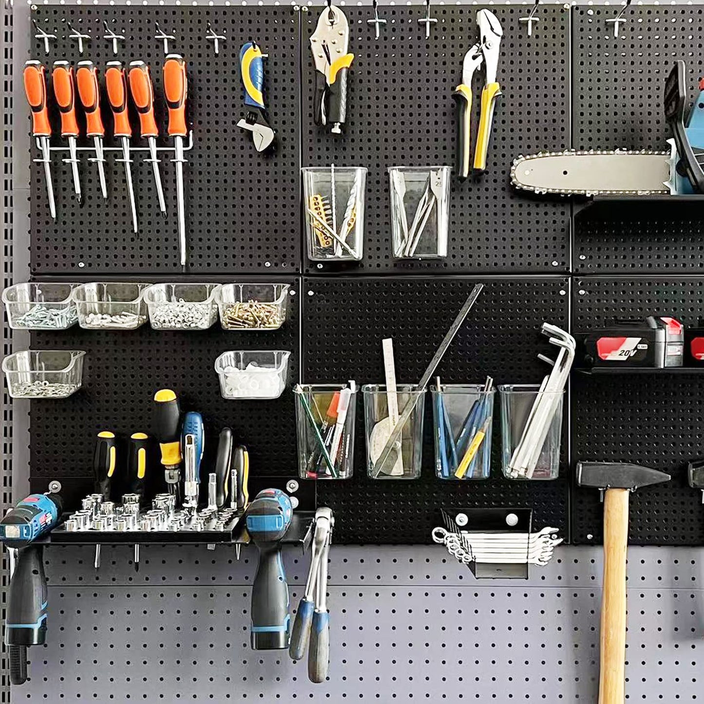 Daanxw 248PCS Pegboard Accessories Organizer Kit,1/8 and 1/4 inch Pegboard Hooks Assortment, Pegboard Bins, Metal Hooks for Hanging Storage (Transparent)