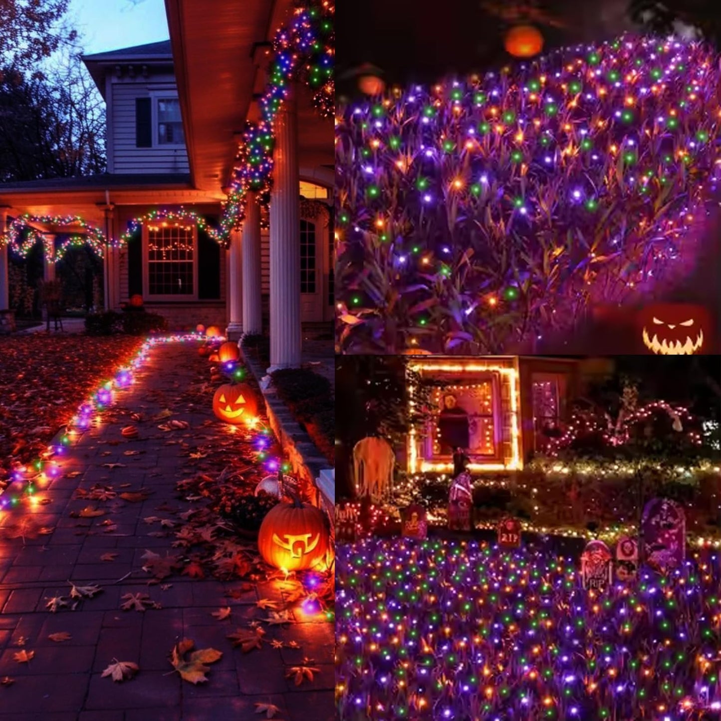 LAMPHOME Halloween String Lights - 20ft 100 Incandescent Orange Purple Green Mini Bulbs Lights, Halloween Lighting Decor for Outdoor&Indoor Use, Fairy Garden, Yard, Home, Party, Holiday Decoration
