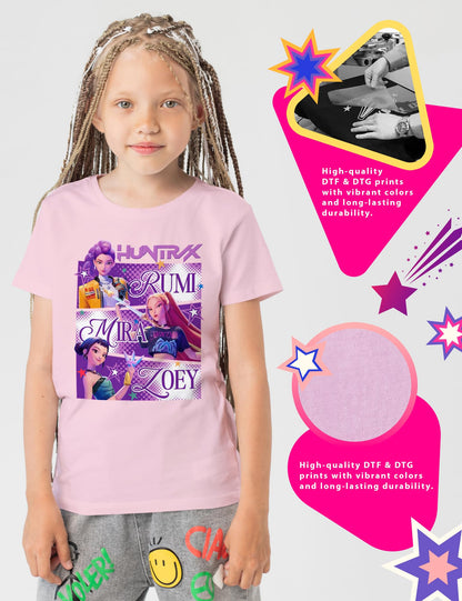 Huntrix Shirt - Demon Pop Hunters Shirt - Dark Fantasy Idol Slayer Graphic Tee - Supernatural K-Pop Merch for Kids&Adult (Pink, Youth S)