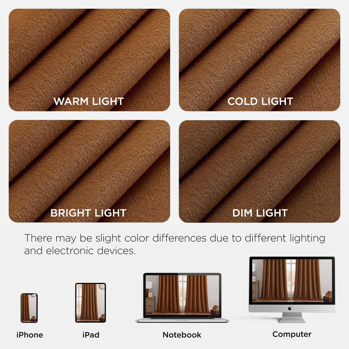 Joydeco Golden Brown 100% Blackout Curtains 90 Inch 2 Panels, Luxury Thermal Brown Velvet Curtains for Bedroom Living Room, Soundproof Blackout Window Drapes, Rod Pocket & Back Tab (52W x 90L)