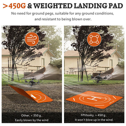FPVtosky Weighted Drone Landing Pad, Universal 20"(51cm) Fast-fold Double Sided Waterproof Landig Pad Weighted for DJI Mini 3 Pro/Mini 2 /Mini 3/ Mavic 3 / Air 3/Avata/FPV/Phantom Drones etc